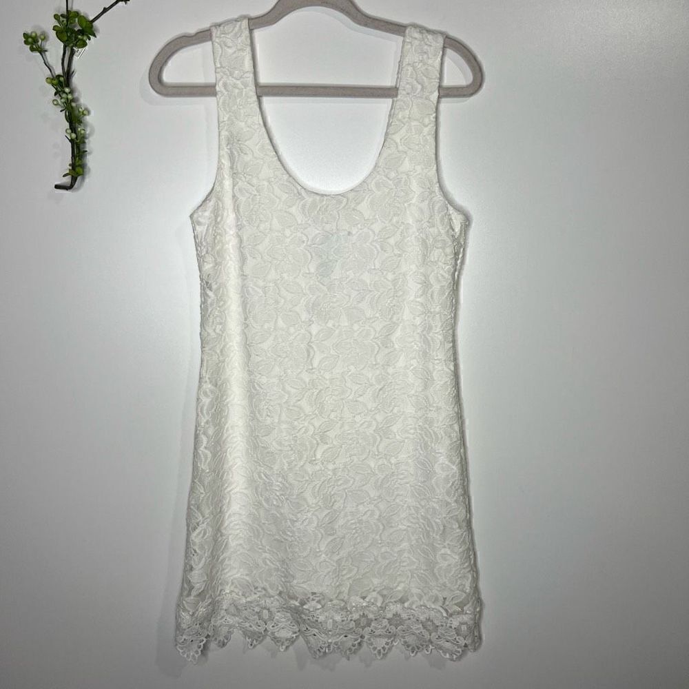 Jack by BB Dakota White Lace Grow With It Tank Dress Stretch Lined NWT!